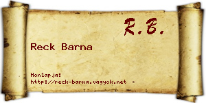 Reck Barna névjegykártya